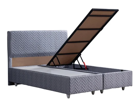 Upholstered Storage Bed with Headboard Cristallo – Grey