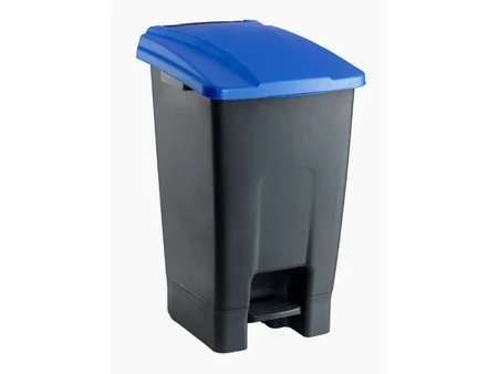 Coș de gunoi pe roți cu pedală, 70 l, albastru
