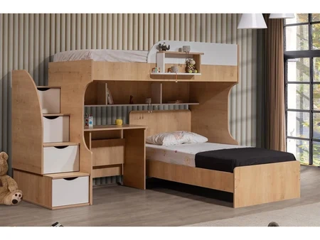 Etagenbett Halora mit Unterbett und Schreibtisch