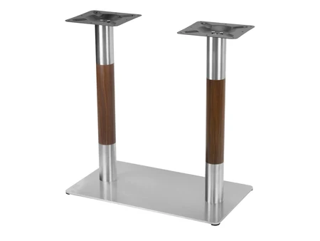 Μεταλλική βάση τραπεζιού για ορθογώνια επιφάνεια 40x72 εκ., χρώμιο και ξύλο