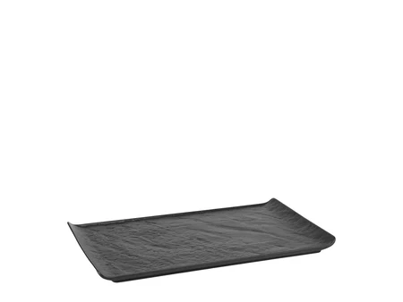 Platou dreptunghiular din porțelan Notte Forma, negru, 33,5×20,5 cm