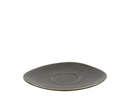 Porzellan-Untertasse Pietra Scura in dunkler Glasur, 15,5 cm