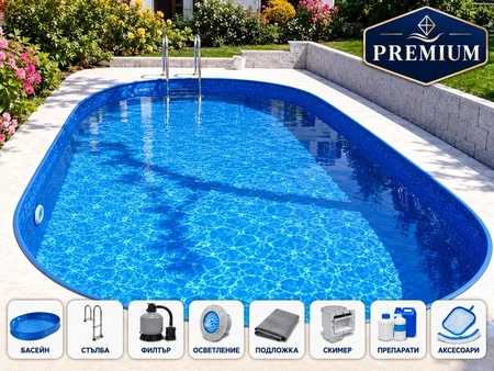 Piscină ovală Ibiza 2 DL PREMIUM cu robot și iluminat, 7 × 3,5 m