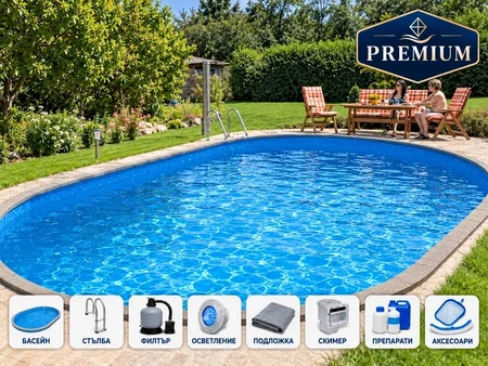Ibiza 4 DL Premium – овален базен за вкопување 10 × 4,16 м со робот