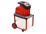 Червена електрическа дробилка за клони MTF PSE 250 L с прозрачна кутия и колела