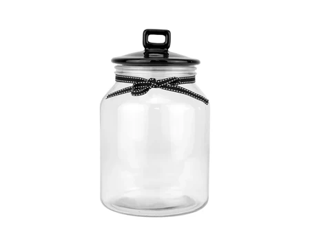 Кръгъл стъклен буркан за съхранение с керамичен капак в черно 3000 мл