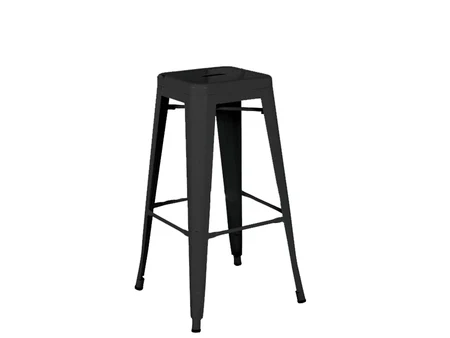 Метален бар стол Legno Nero в черен мат, 43x43 cm, височина 76 cm