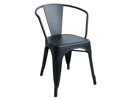 Метален стол Legno Nero с подлакътници – матово черен, 51 x 48 x h74 cm