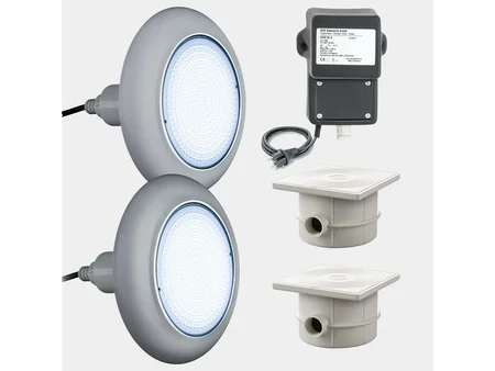 Двоен LED сет Vario 18W со сива рамка за метален базен