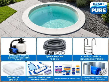 MTH Atlantic Round XL Ø 4,50 м – базов комплект PURE, до 22 м³
