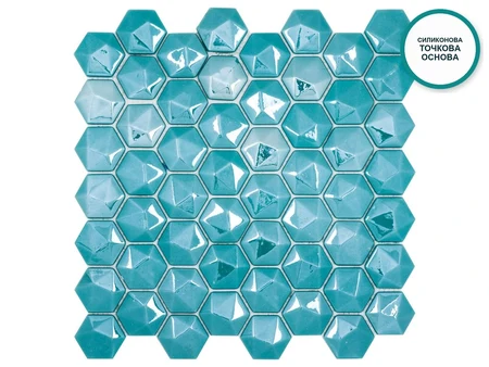 Cayo Arena – mozaic 3D turcoaz lucios din sticlă ceramică