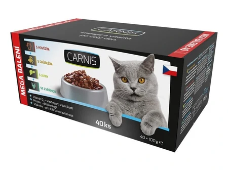 Carnis мультипак паучей в соусе для взрослых кошек, четыре вкуса, 40 × 100 г