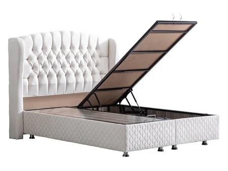 Upholstered storage bed with headboard Azura