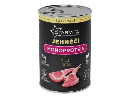 StarVita Exclusive: conservă de câine adult cu miel tocat, fără cereale, 400 și 800 g