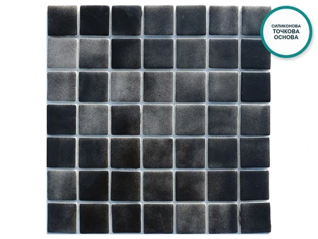 Reykjanes – стаклокерамички мозаик 50×50 мм, црно-сив графитен микс