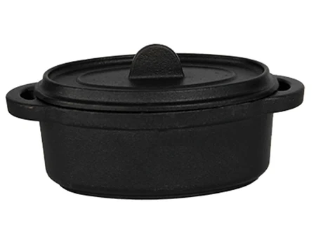 Mini oală din fontă cu capac Piccolo Tegame, ovală, 13 × 9,5 cm