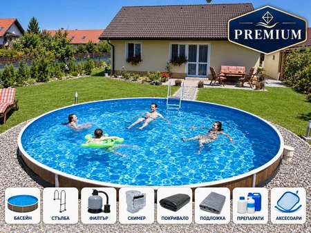 Azuro 403DL Premium – голем кружен базен Ø 5,50 м со филтрациски систем