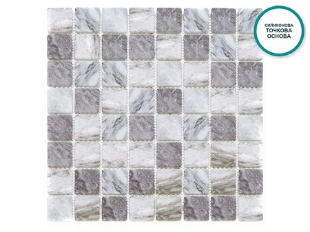 Bardiglio – quadratisches Mosaik in grau-weißer Marmoroptik