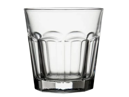 Niedriges Glas 360 ml mit facettiertem Boden