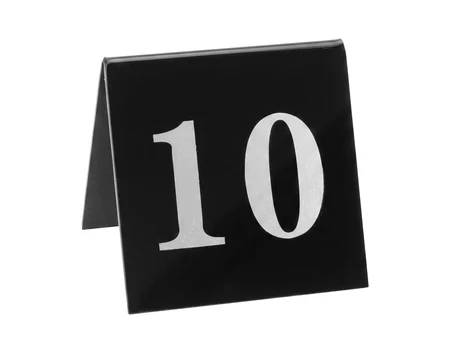 Акрилен номер за маса 10 в черно, 7x7 см