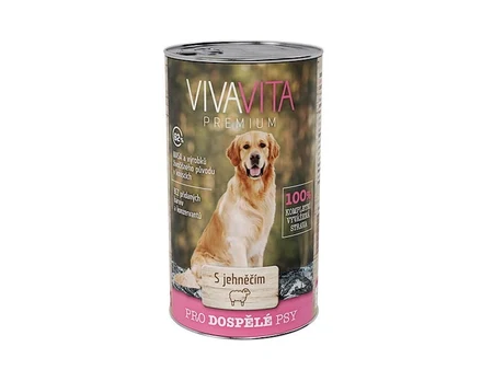 VivaVita премиум хапки с агнешко в сос за кучета, консерва 1240 г
