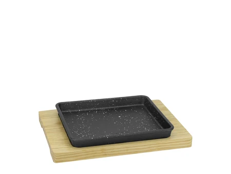 Cast iron plate on a wooden base 19x17 cm