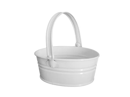 Διακοσμητικό μεταλλικό καλαθάκι με λαβή, λευκό, 18 εκ.