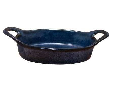 Мини керамическая овальная форма для запекания, синяя, 27 × 14,3 см