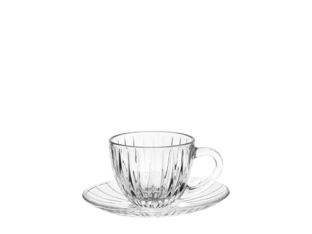 Kaffeetasse aus Glas Armonia Chiara, 90 ml, mit Untertasse