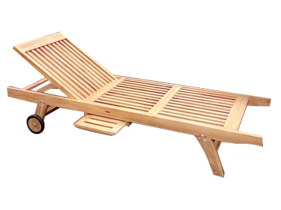 Șezlong din lemn Tek Dorata cu suport lateral, 200x65 cm