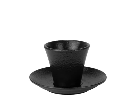 Tasse für Heißgetränke 140 ml mit Untertasse Caffe Duo, schwarz