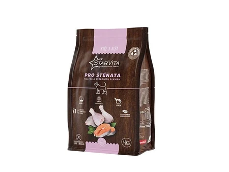 StarVita – granule mici pentru cățeluși cu somon și pui, 4 kg