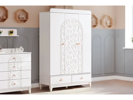 Jardin Wardrobe with 3 Doors and 2 Drawers – White