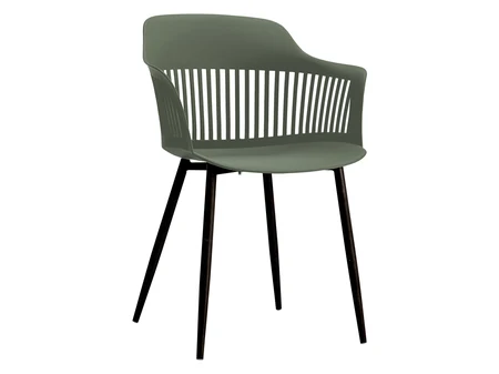 Cielo Mare Chair with Open Backrest and Armrests, green with black legs